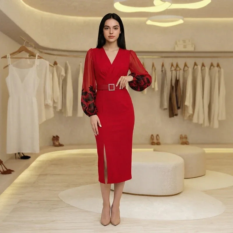 Majestic™ Dress with Cross-Over Neckline and Exclusive Gift Belt!