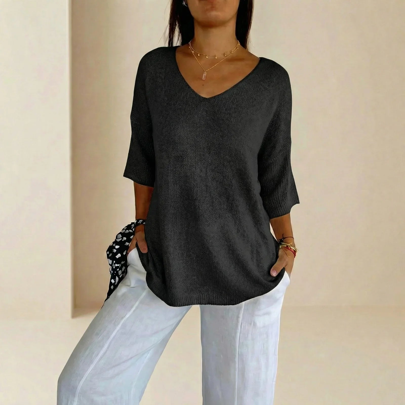 Carmim™ Blouse in Soft Knit with Textured Fabric