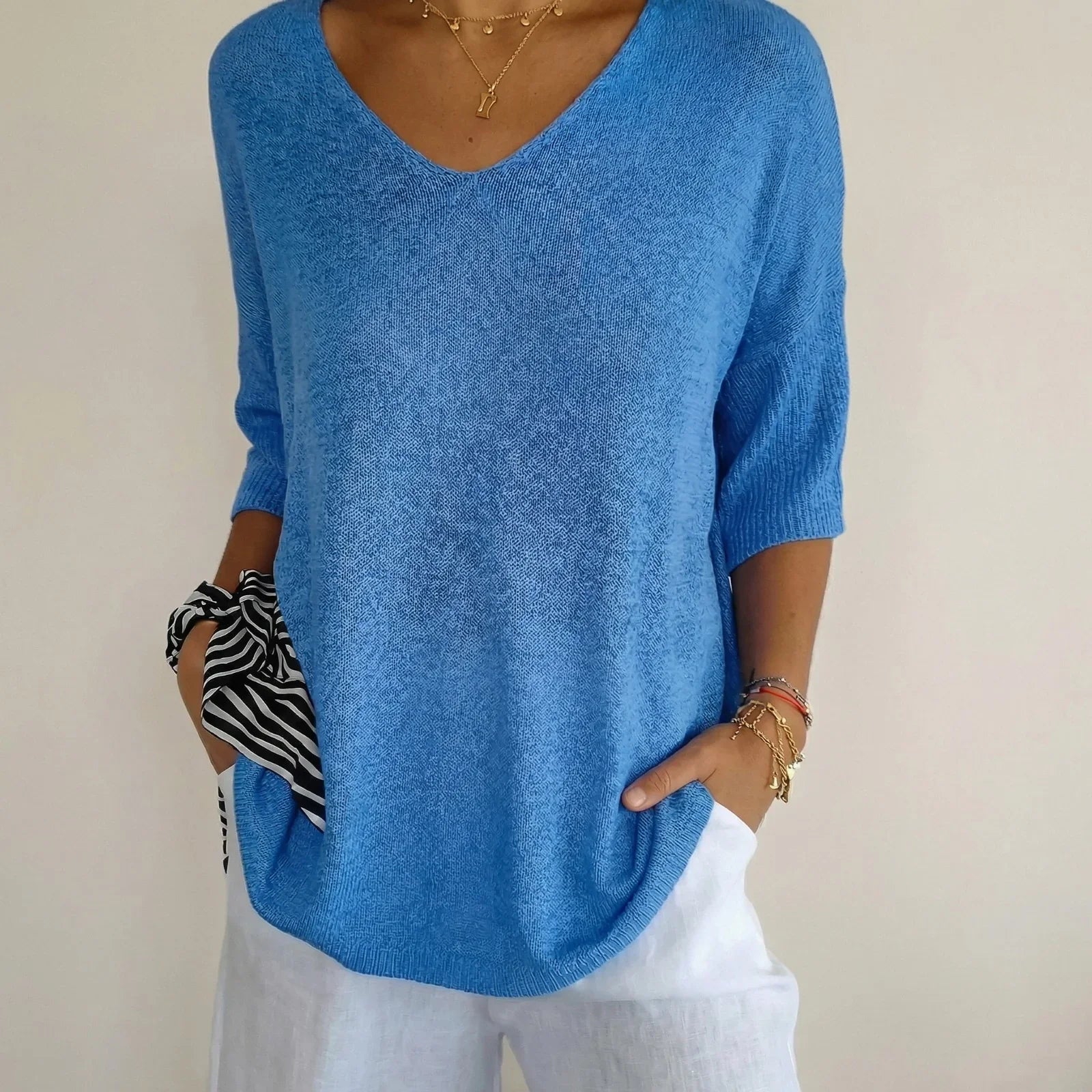 Carmim™ Blouse in Soft Knit with Textured Fabric