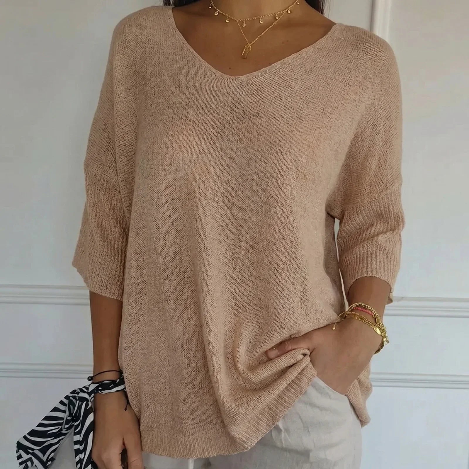 Carmim™ Blouse in Soft Knit with Textured Fabric