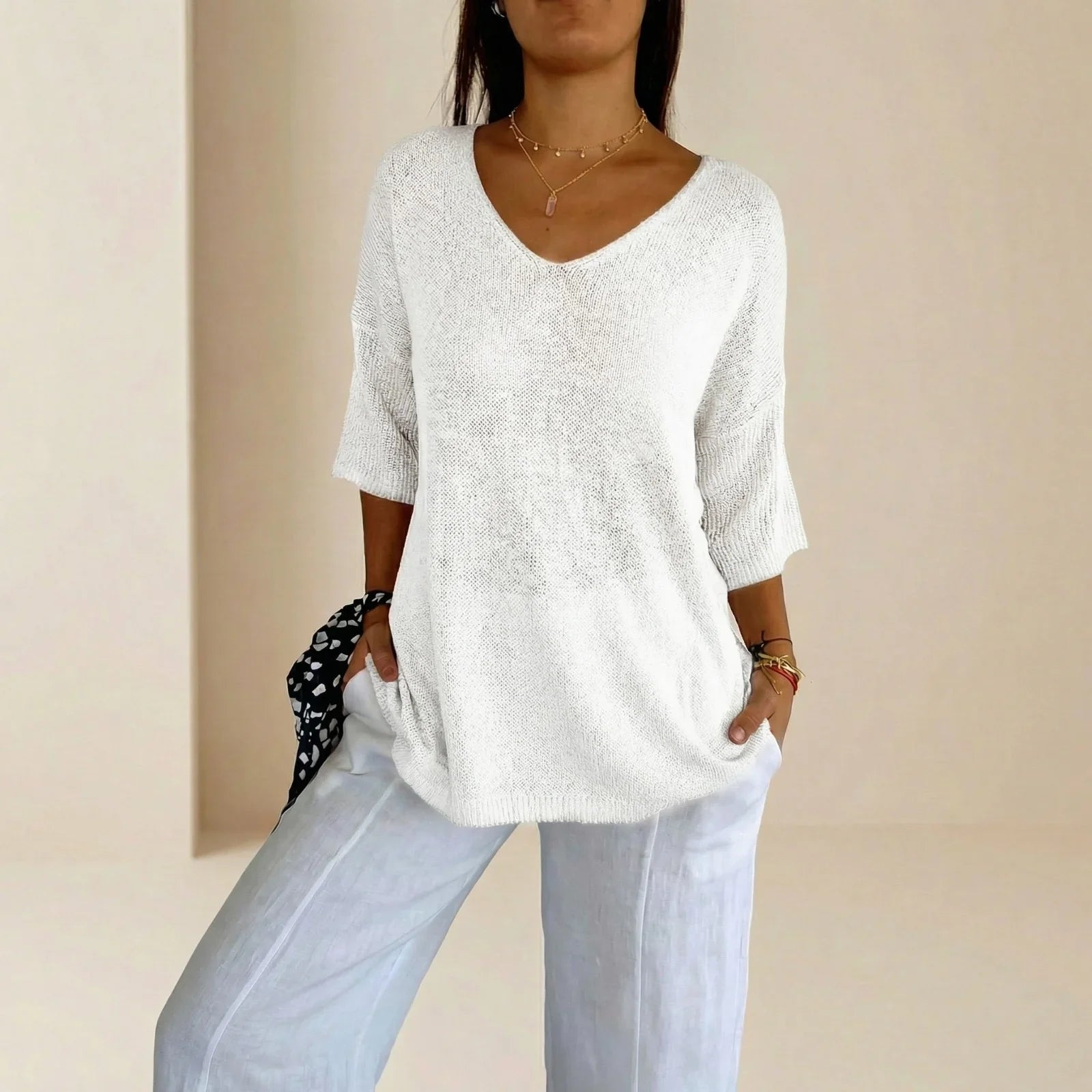 Carmim™ Blouse in Soft Knit with Textured Fabric