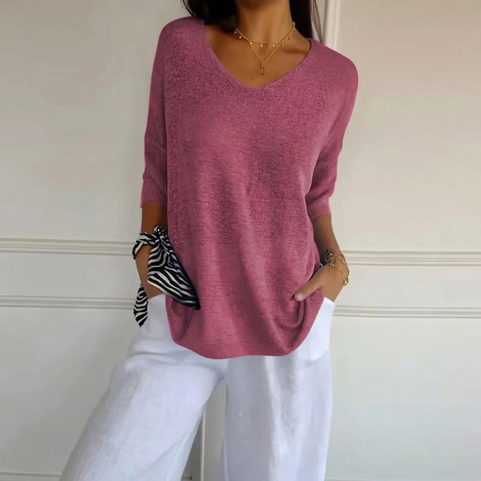 Carmim™ Blouse in Soft Knit with Textured Fabric