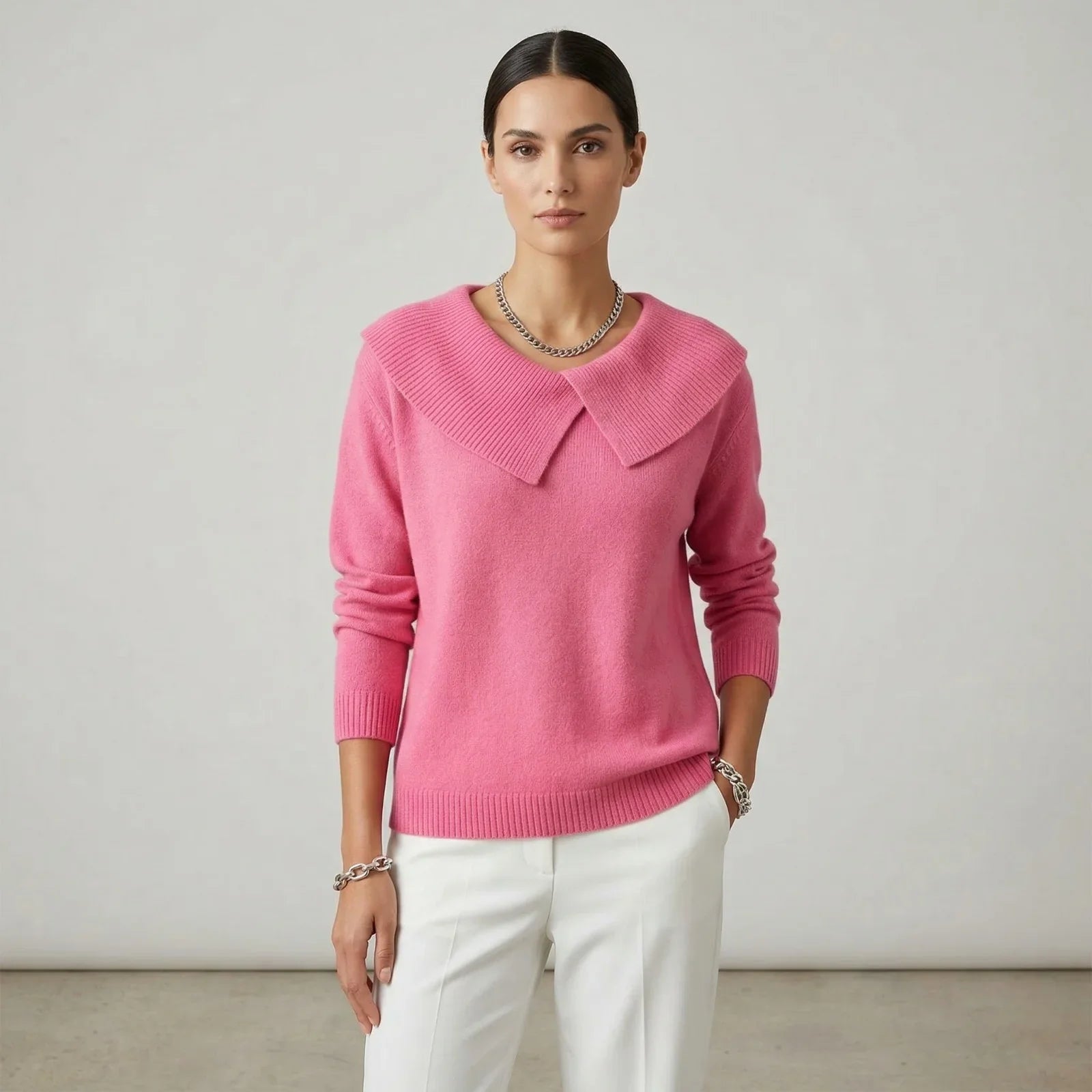 Noelle™ Sweater in Textured Knit with Stylized Collar