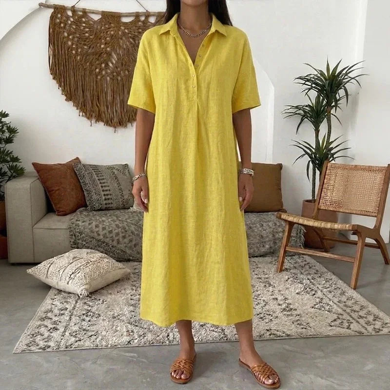 Bianca™ Dress with a Classic Collar and Front Buttons