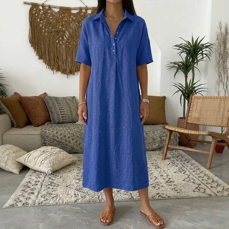 Bianca™ Dress with a Classic Collar and Front Buttons