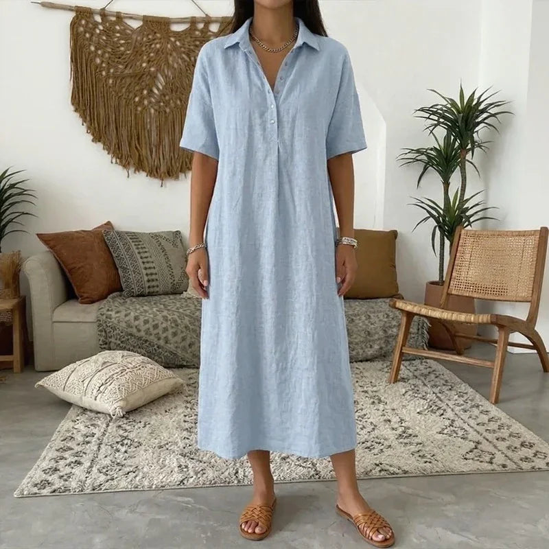 Bianca™ Dress with a Classic Collar and Front Buttons