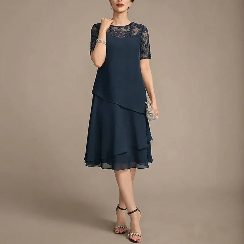 Monéa™ Dress with Lace Detail and Elegant Layered Design