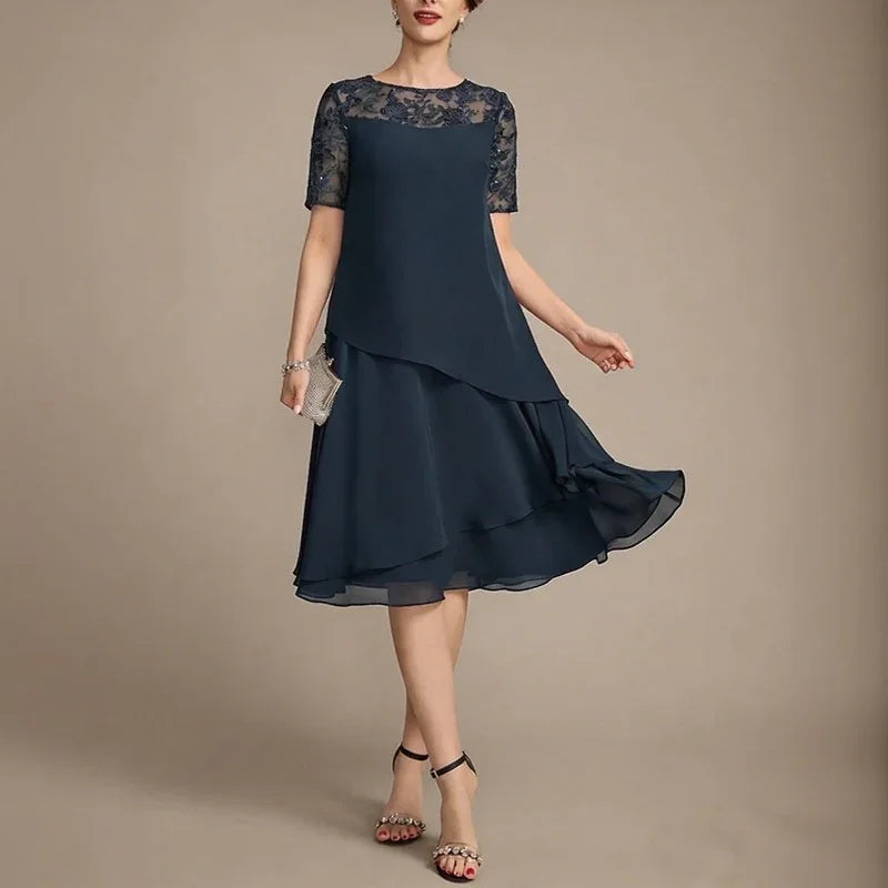 Monéa™ Dress with Lace Detail and Elegant Layered Design