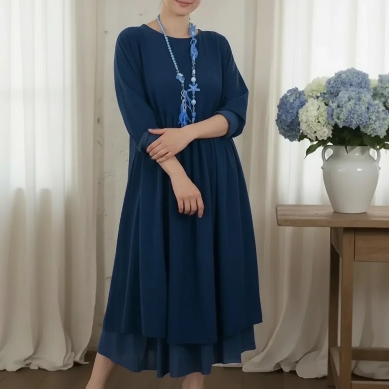 Delmara™ Dress with Relaxed Fit and Minimalist Style