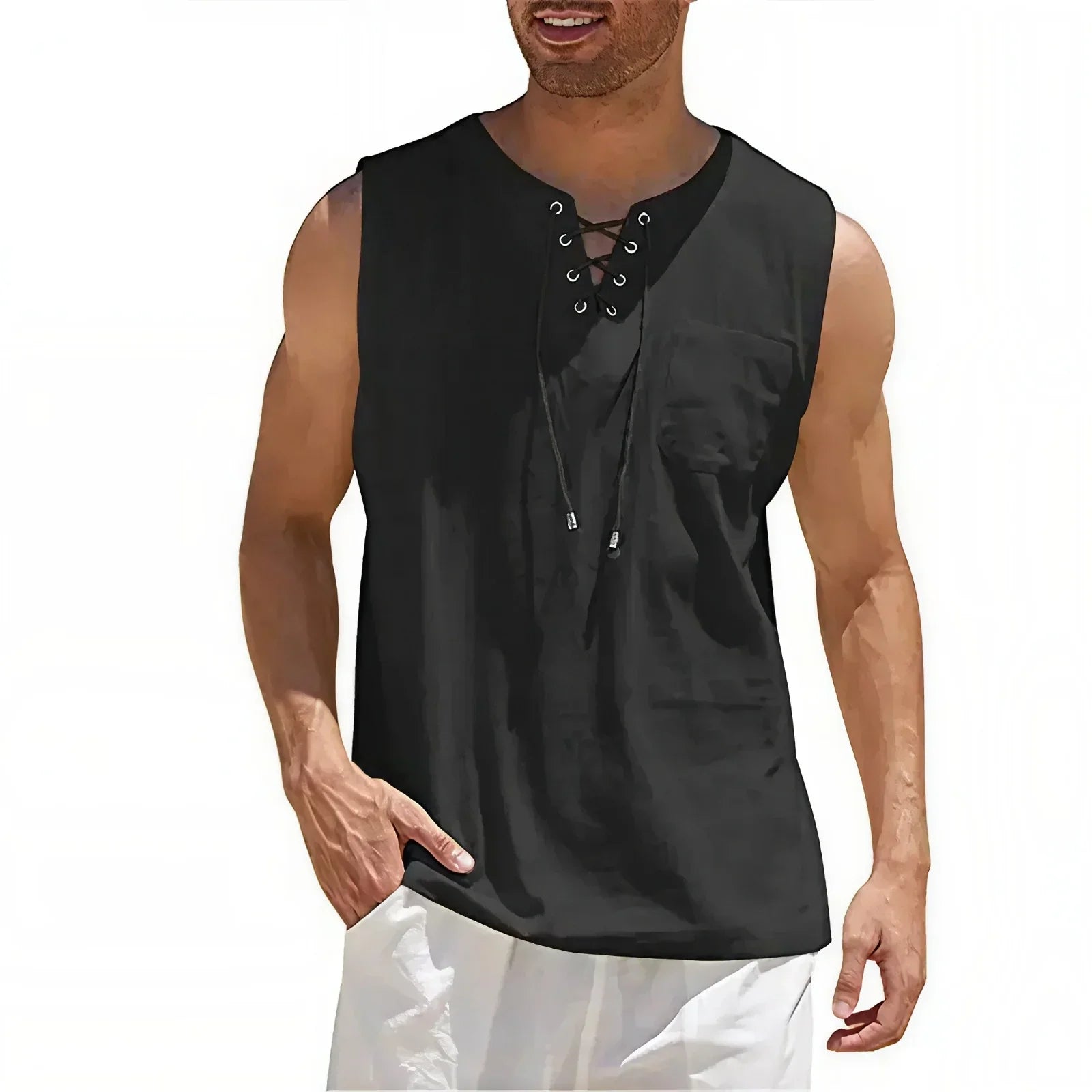 Zayron™ Linen Cotton Tank with Modern Cut and Relaxed Style