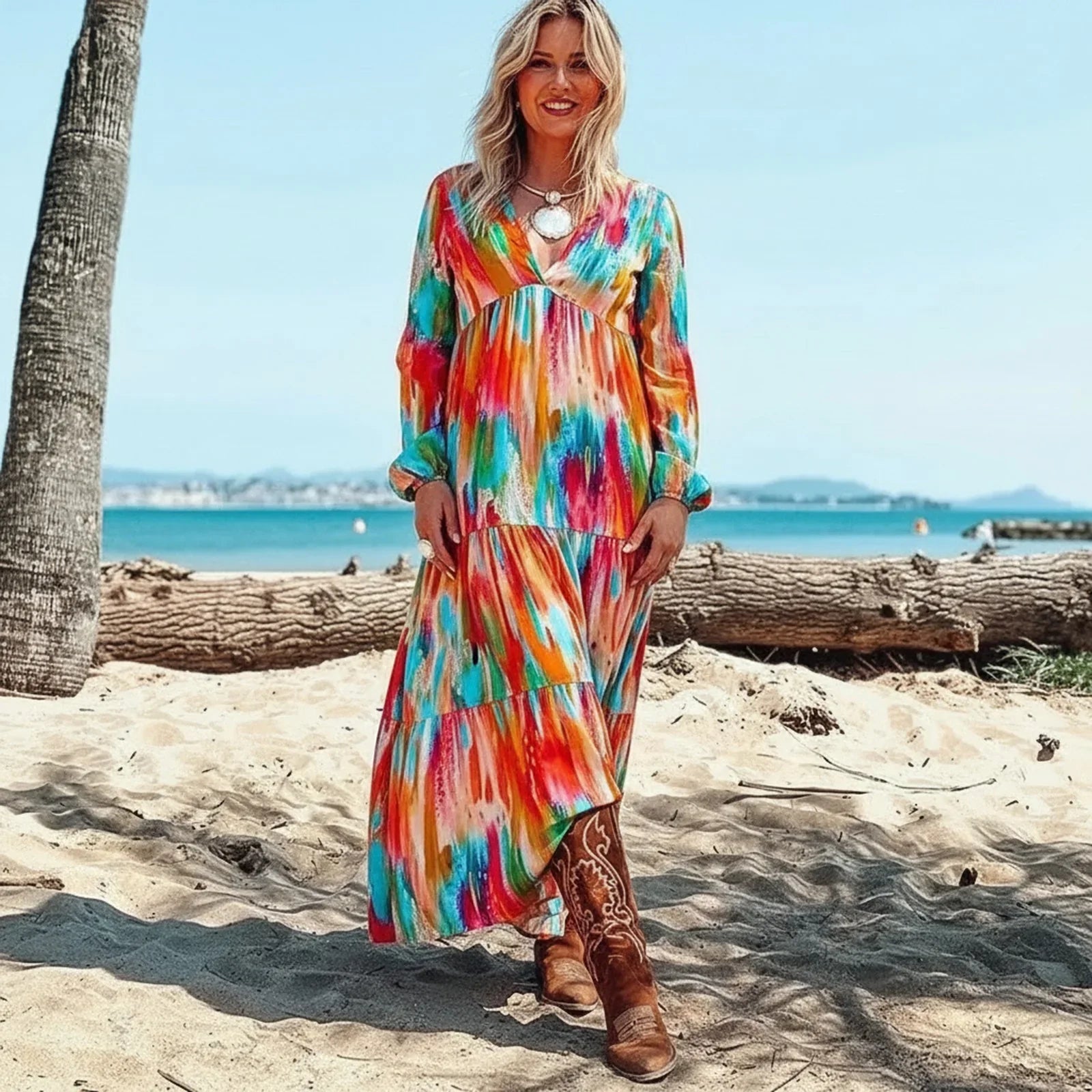 Lumaya™ Dress with Artistic Print and Free-Flow Movement