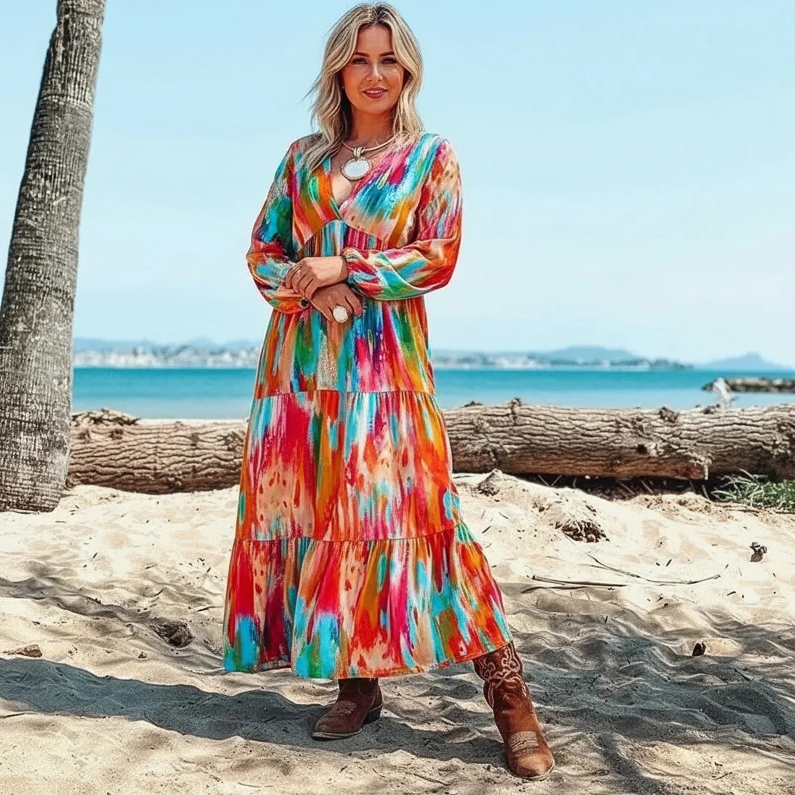 Lumaya™ Dress with Artistic Print and Free-Flow Movement