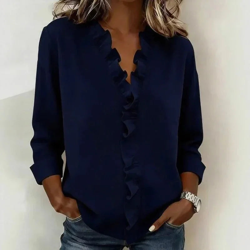 Sorelle™ Blouse with Vertical Ruffle and Timeless Style