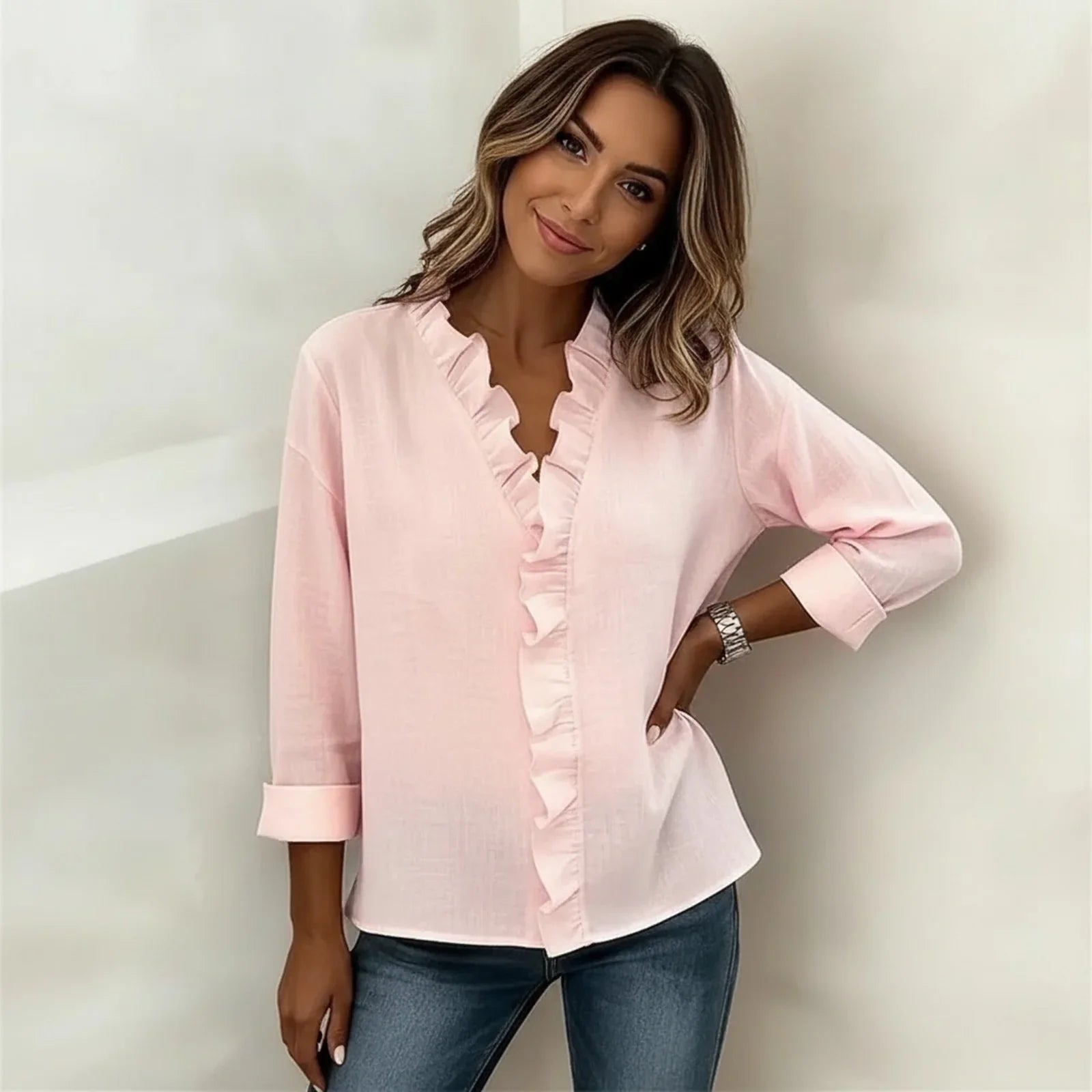 Sorelle™ Blouse with Vertical Ruffle and Timeless Style