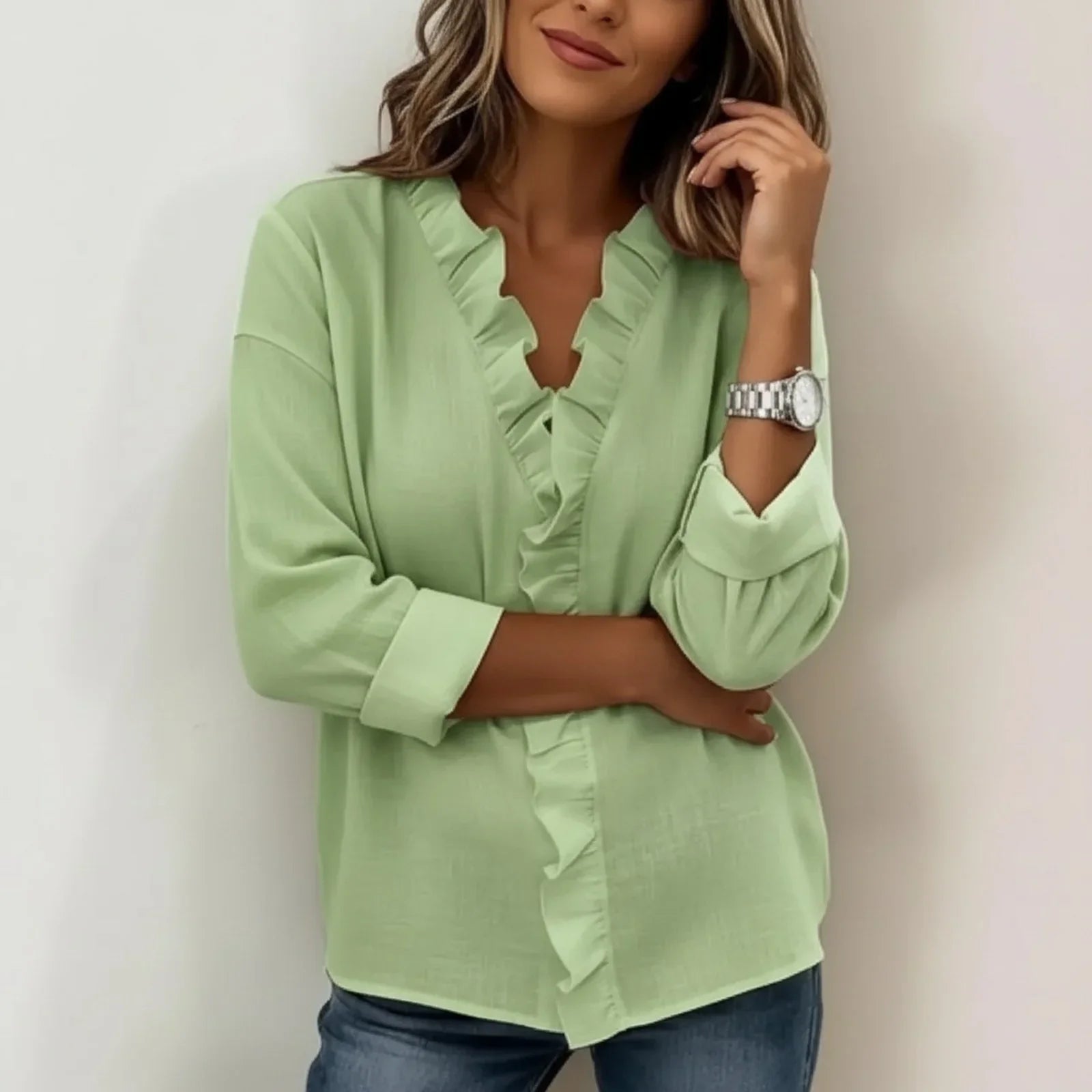 Sorelle™ Blouse with Vertical Ruffle and Timeless Style