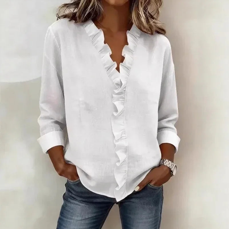 Sorelle™ Blouse with Vertical Ruffle and Timeless Style
