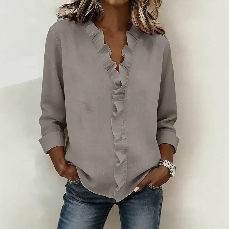 Sorelle™ Blouse with Vertical Ruffle and Timeless Style
