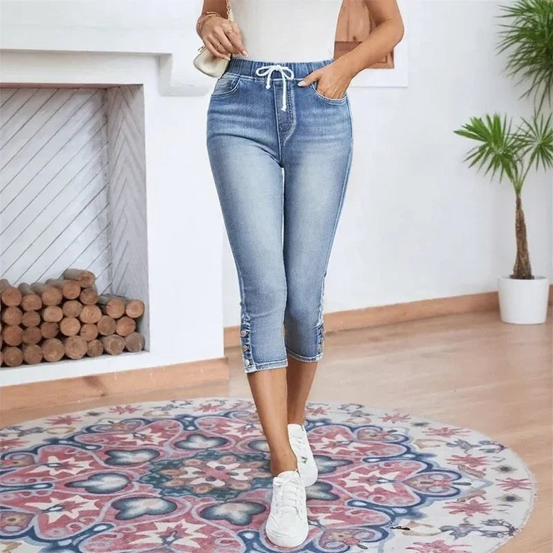 Lunessa™ Capri Jeans with Flexible Fit and Adjustable Waist