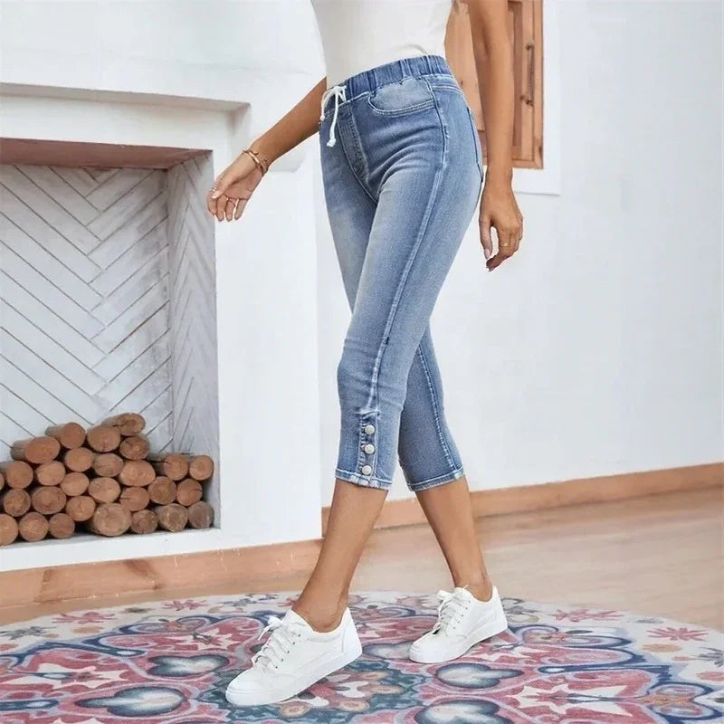 Lunessa™ Capri Jeans with Flexible Fit and Adjustable Waist