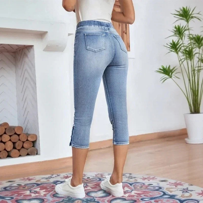 Lunessa™ Capri Jeans with Flexible Fit and Adjustable Waist