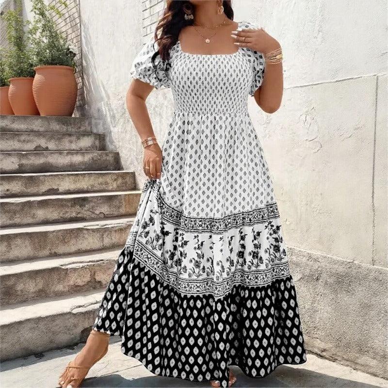 Selaris™ Puff Sleeve Dress with Flowy Silhouette