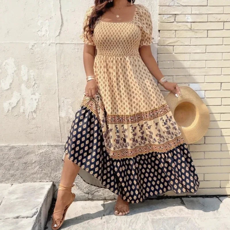 Selaris™ Puff Sleeve Dress with Flowy Silhouette