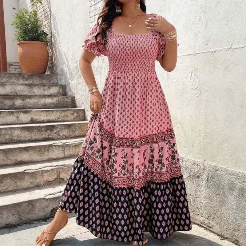 Selaris™ Puff Sleeve Dress with Flowy Silhouette