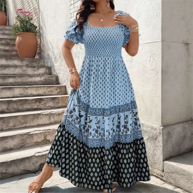 Selaris™ Puff Sleeve Dress with Flowy Silhouette