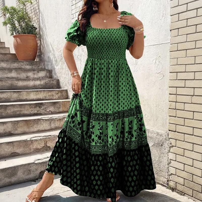 Selaris™ Puff Sleeve Dress with Flowy Silhouette