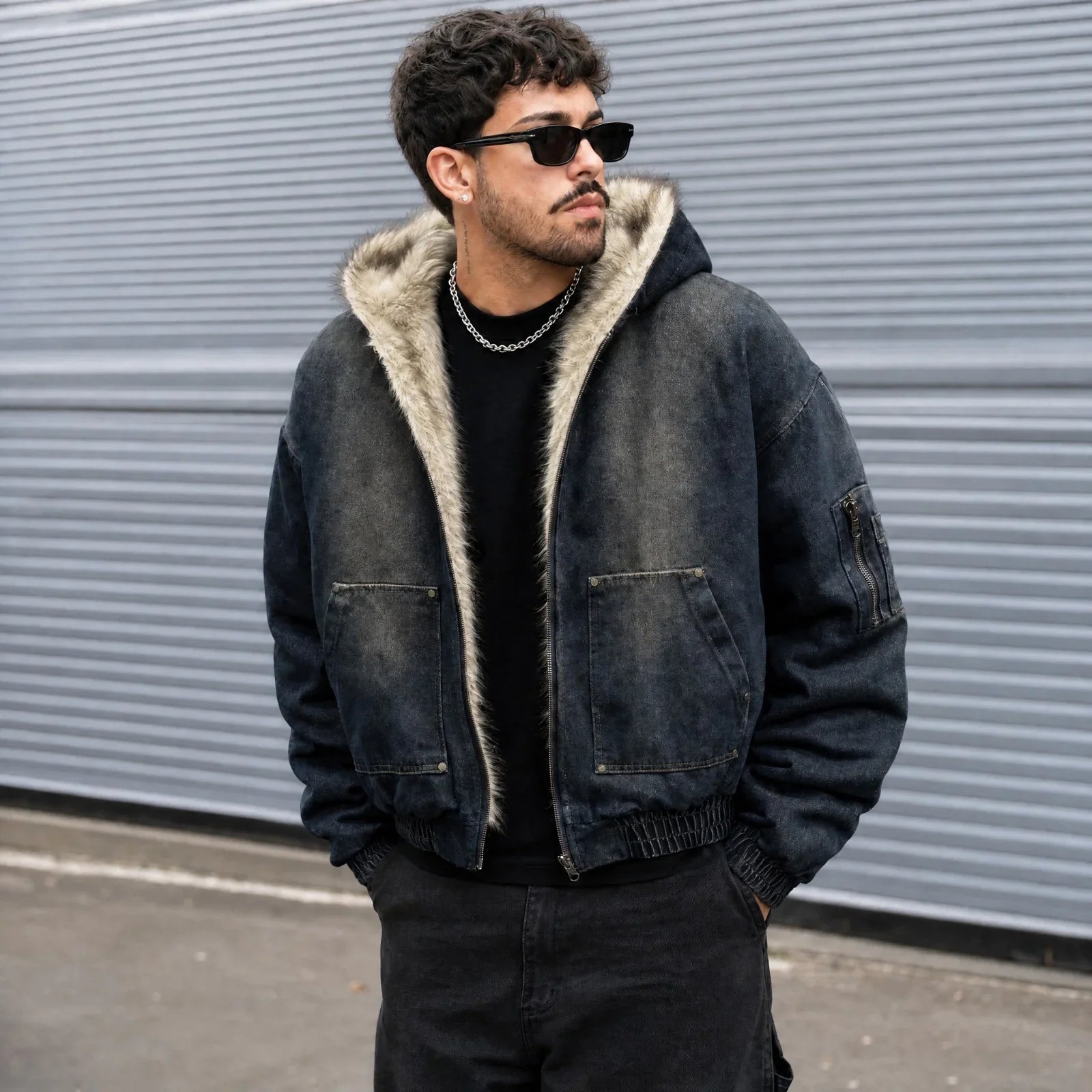 Seattle™ Denim Bomber Jacket with Plush Lining
