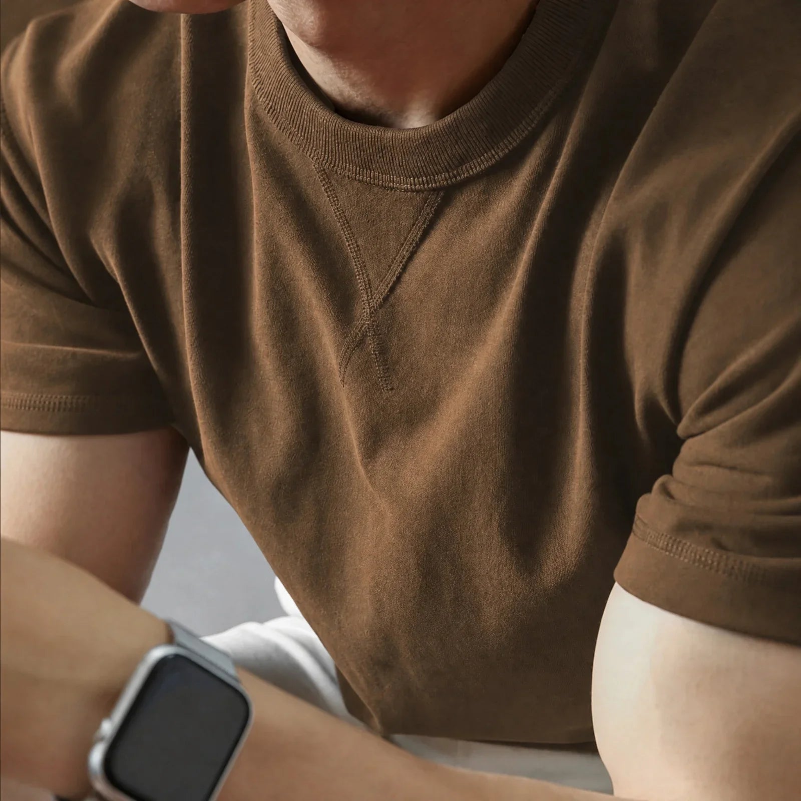 Louis™ T-shirt in Premium Cotton with Spandex and Ribbed Round Neck