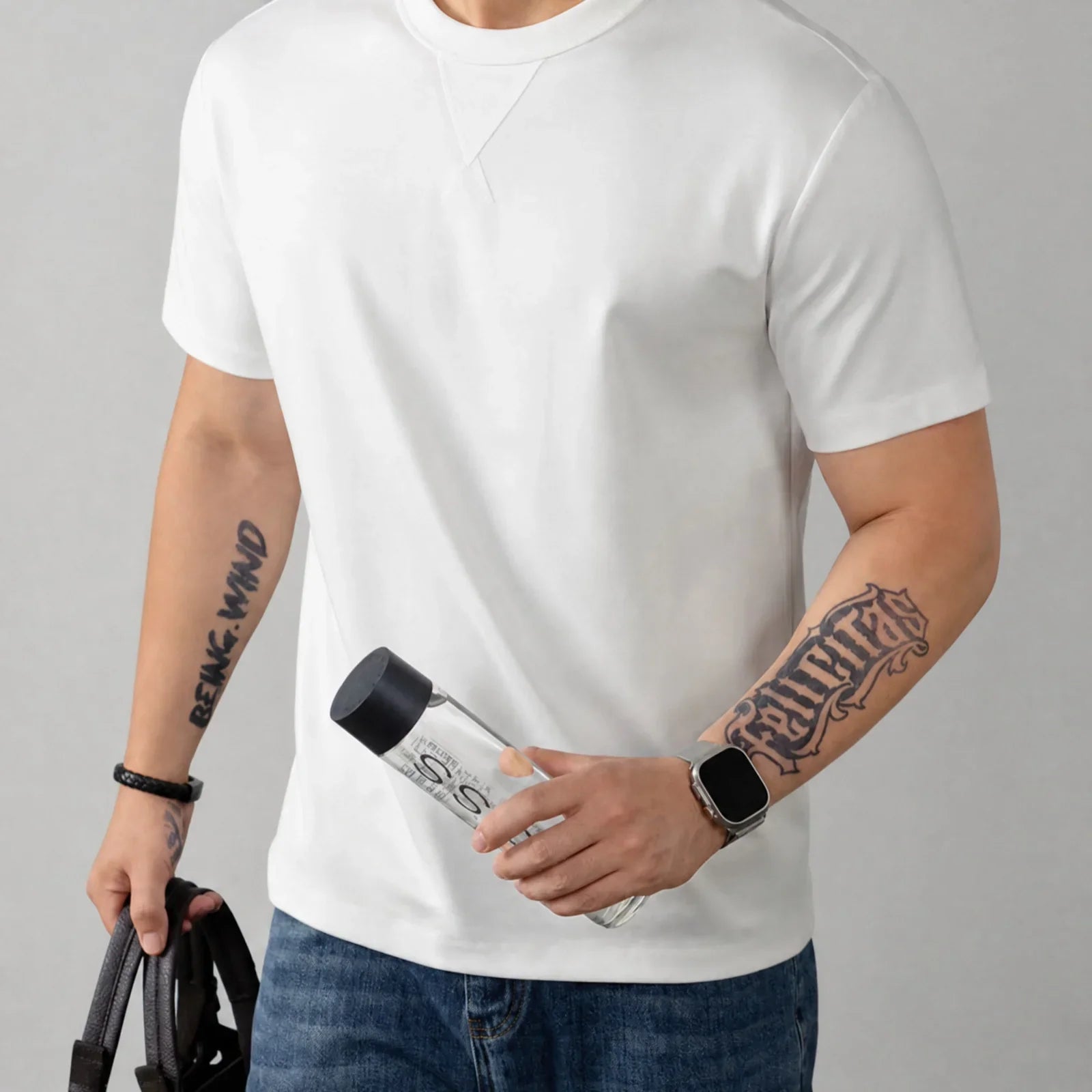 Louis™ T-shirt in Premium Cotton with Spandex and Ribbed Round Neck