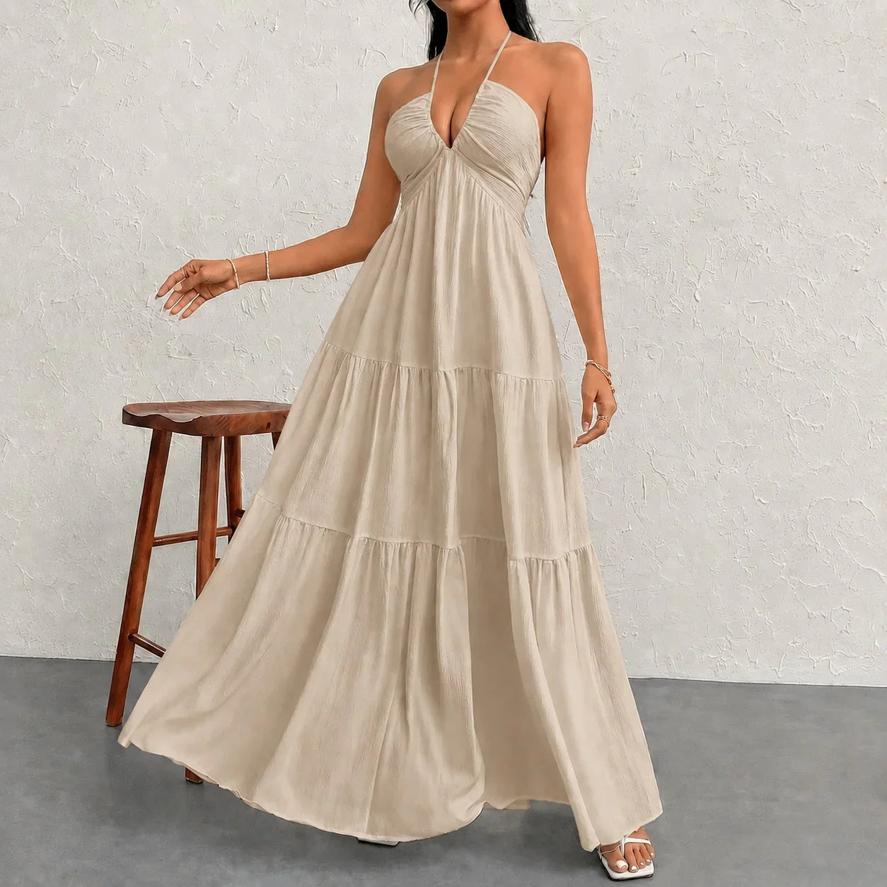 Marielle™ Halter Neck Dress with Delicate Tie Detail