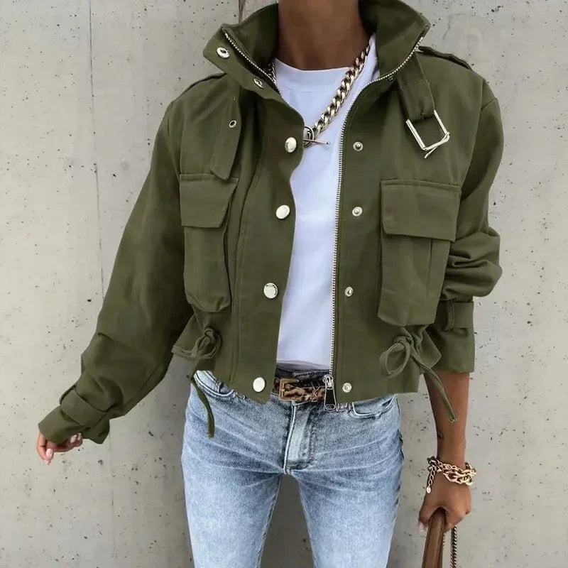 Valkyra™ Cropped Jacket With Contemporary Utility Design
