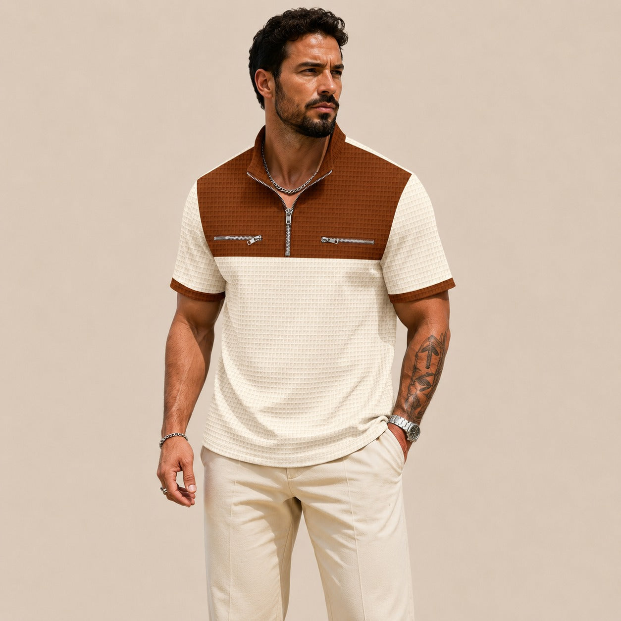 Axton™ Shirt with Zip Collar and Modern Style