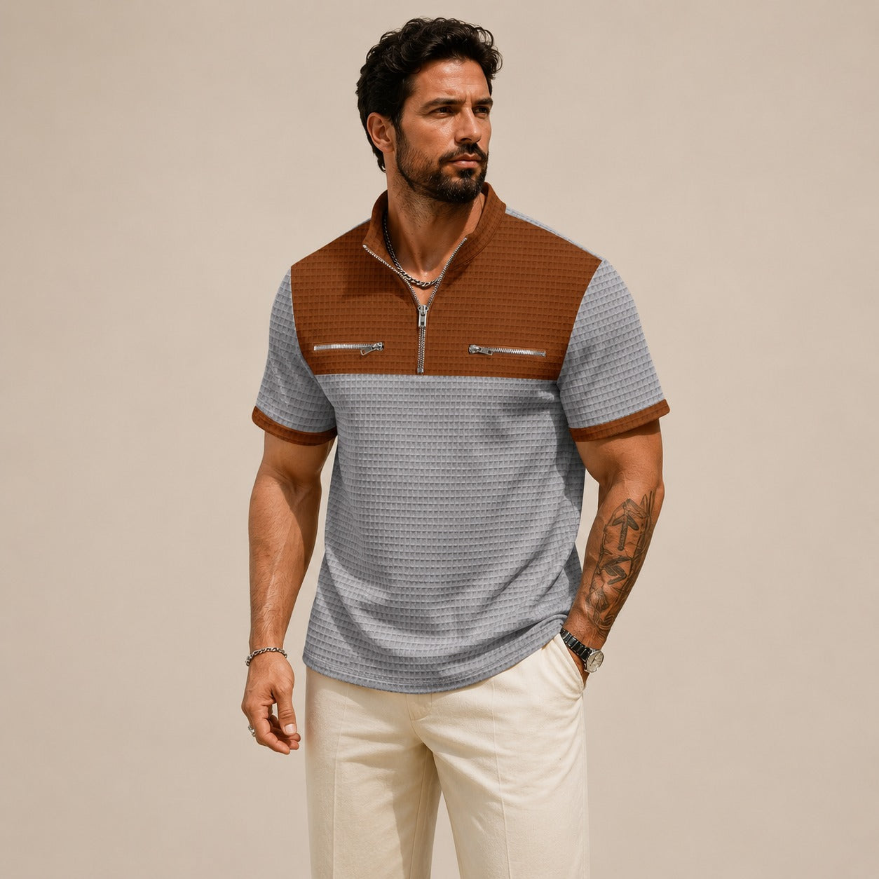 Axton™ Shirt with Zip Collar and Modern Style