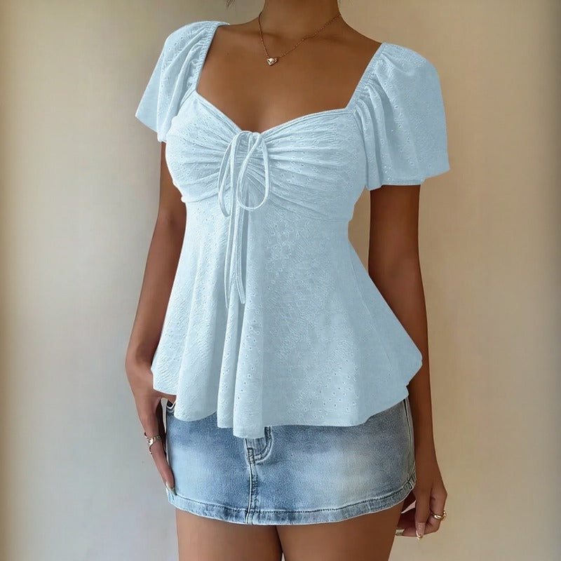 Fiorelle™ Blouse With Delicate Ruched Detail and Lightweight Flowing Fit