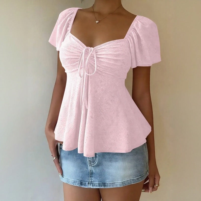 Fiorelle™ Blouse With Delicate Ruched Detail and Lightweight Flowing Fit