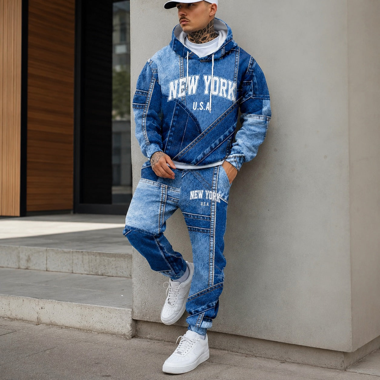 Avelon™ Sweatshirt Set with Denim-Look Finish