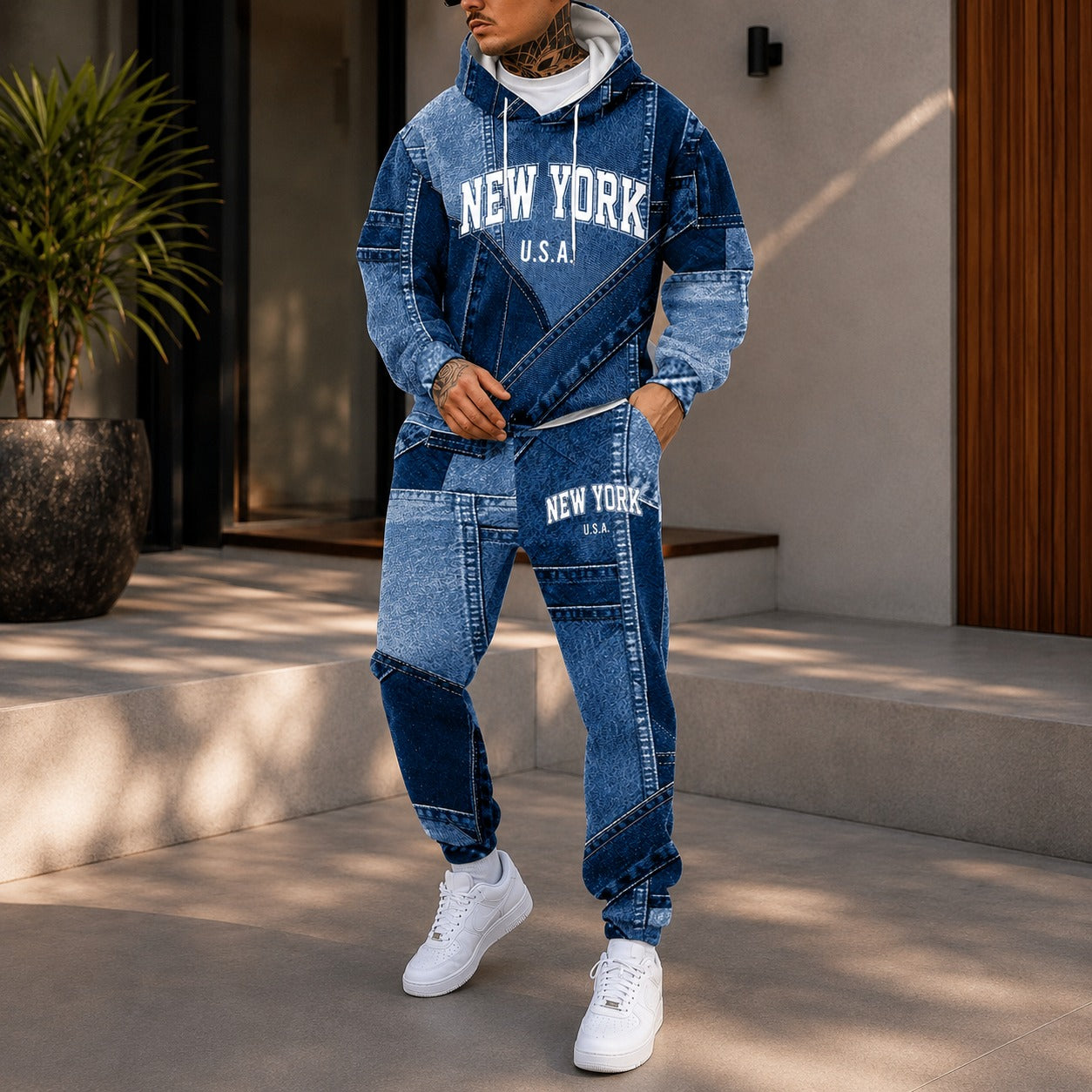 Avelon™ Sweatshirt Set with Denim-Look Finish
