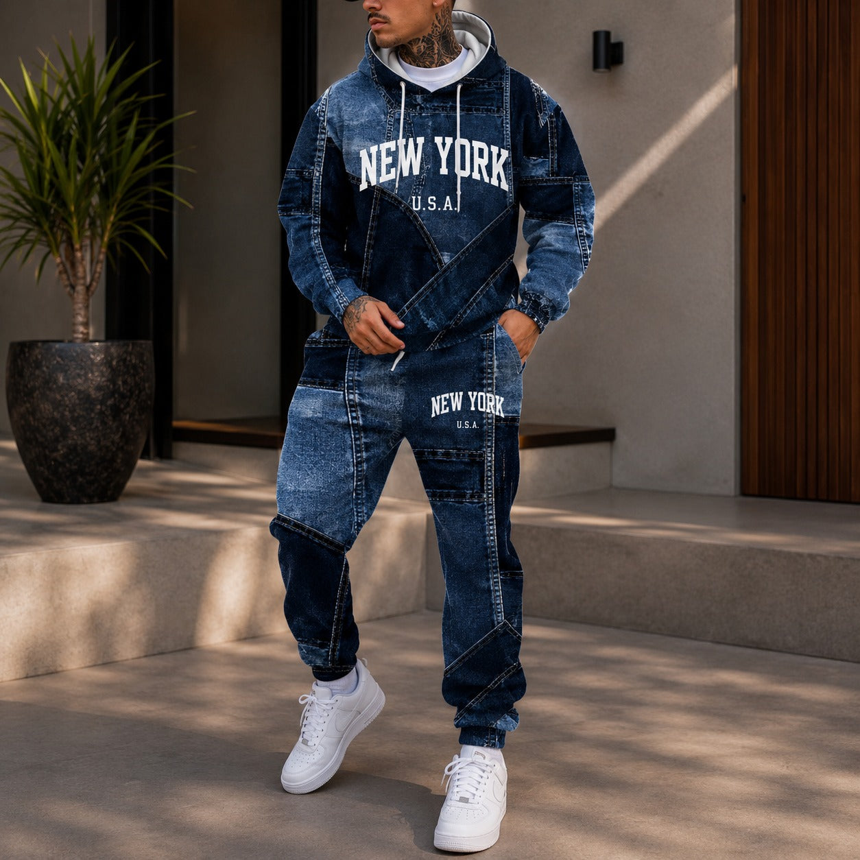 Avelon™ Sweatshirt Set with Denim-Look Finish