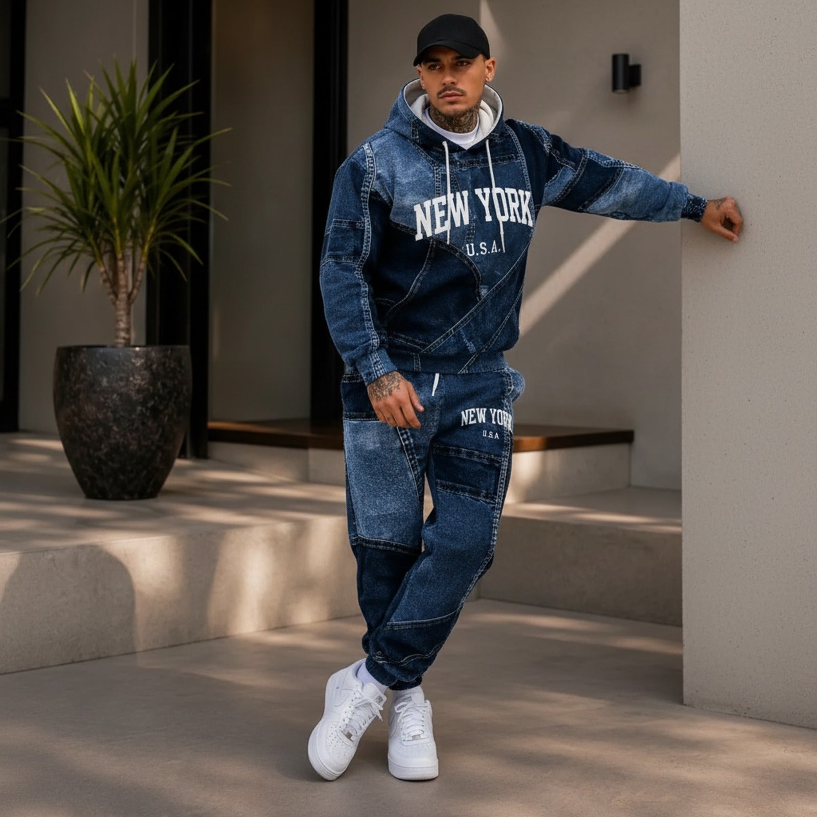 Avelon™ Sweatshirt Set with Denim-Look Finish