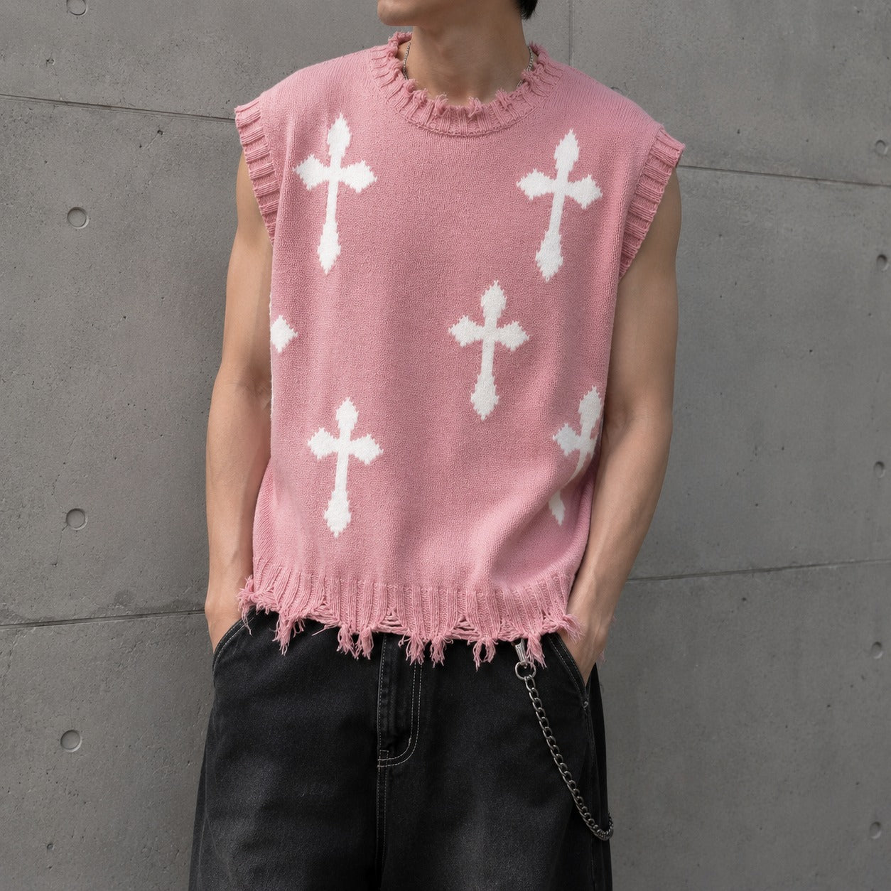 Montero™ Sleeveless Sweater In Soft Knit With Distressed Details