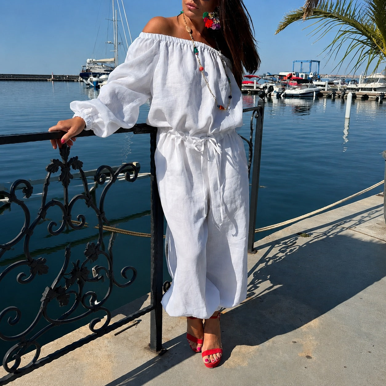 Bellamare™ Off-Shoulder Jumpsuit With Adjustable Waist