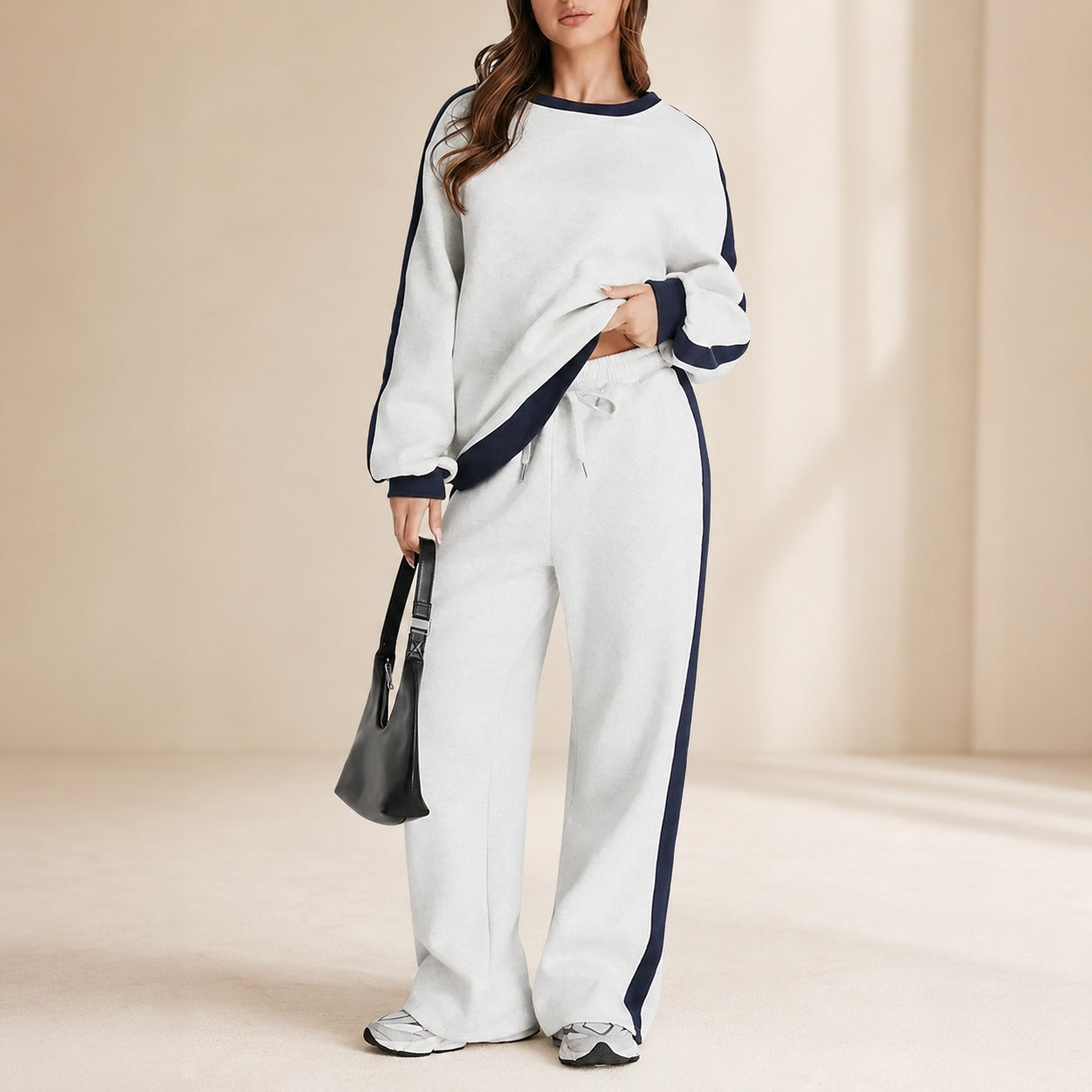 Celestelle™ Sweatshirt Set With Side Stripes And Wide-Leg Pants
