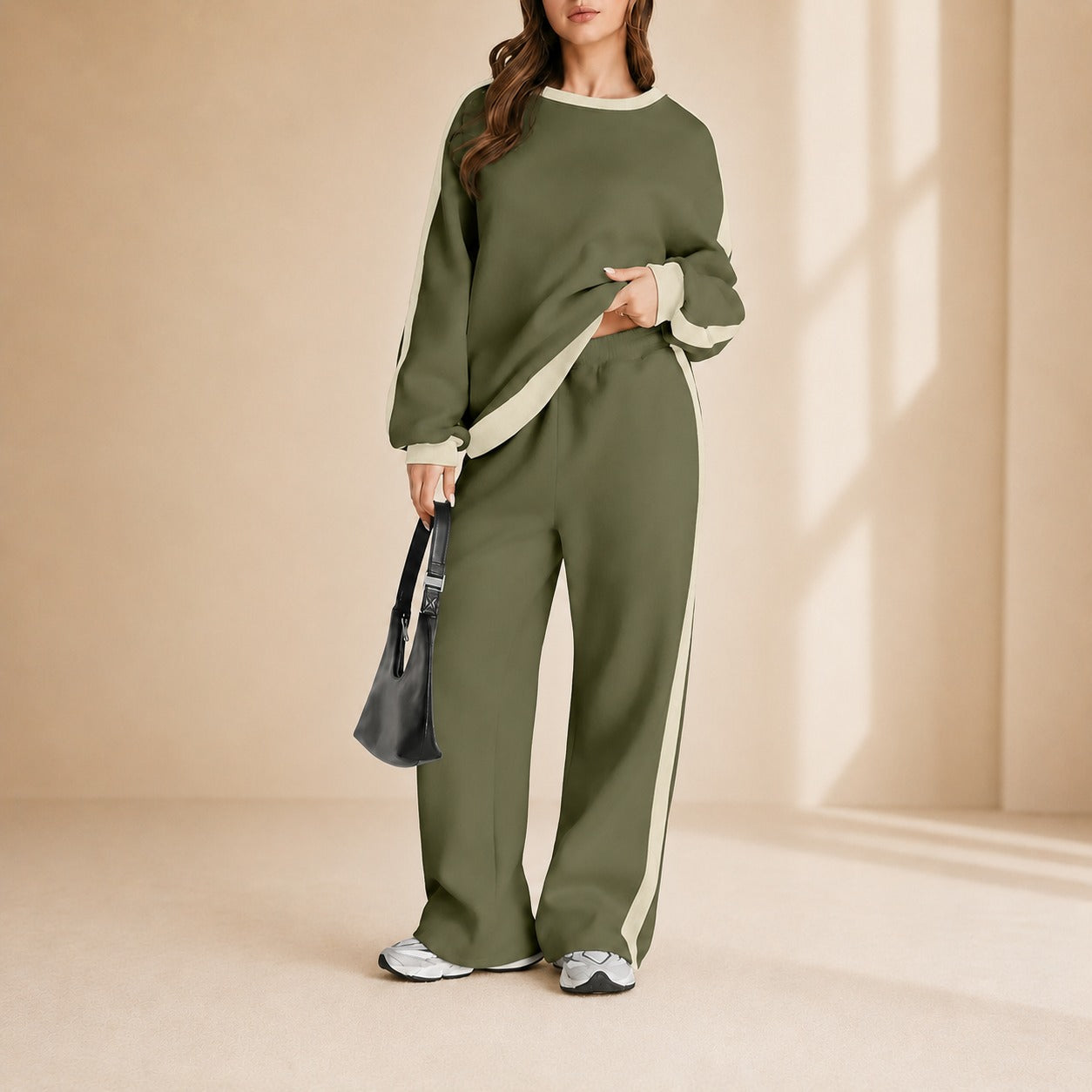 Celestelle™ Sweatshirt Set With Side Stripes And Wide-Leg Pants