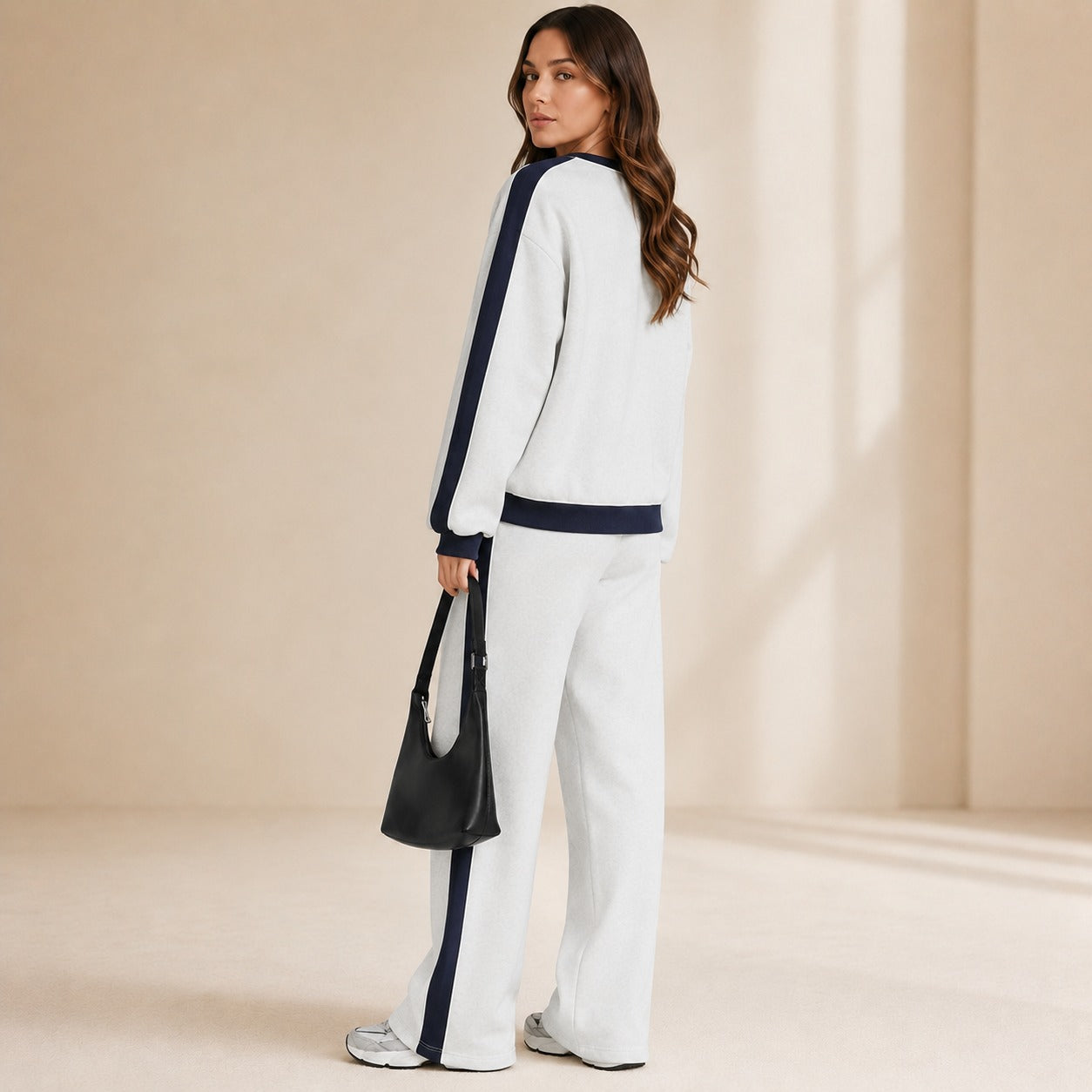 Celestelle™ Sweatshirt Set With Side Stripes And Wide-Leg Pants
