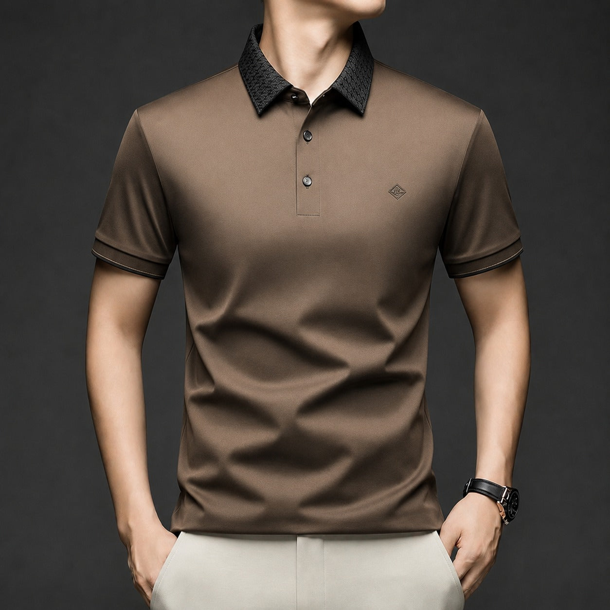 Alviero™ Polo Shirt With Textured Collar And Flexible Fabric