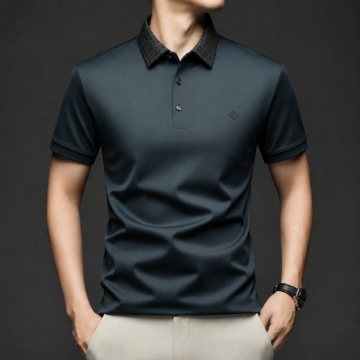Alviero™ Polo Shirt With Textured Collar And Flexible Fabric
