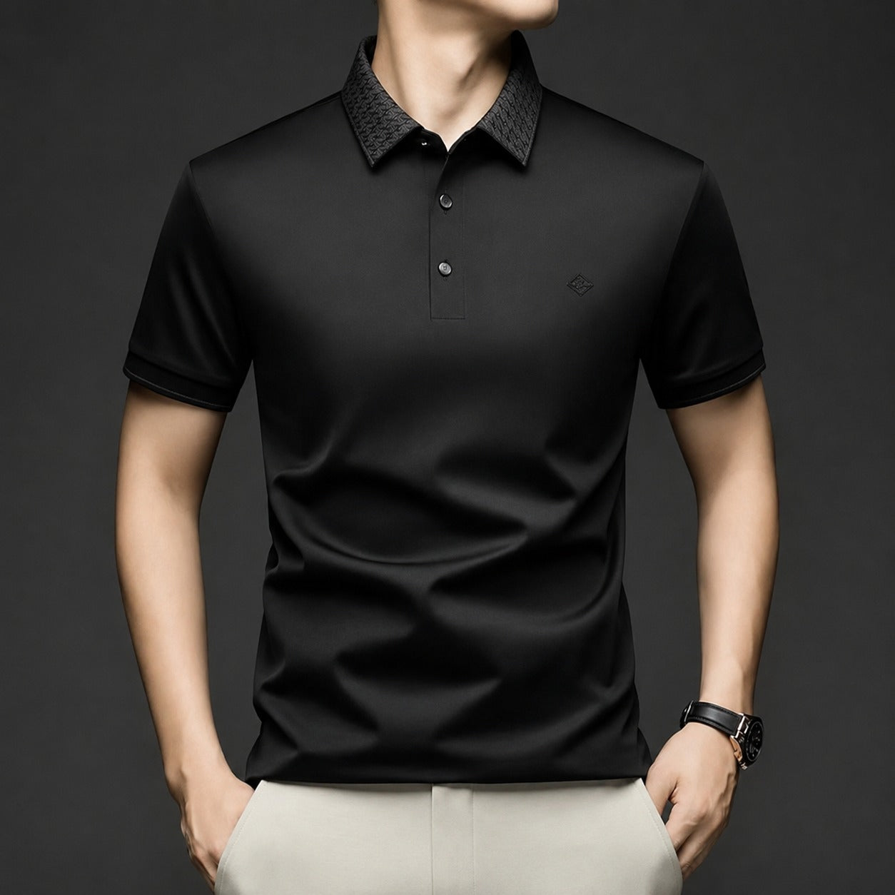 Alviero™ Polo Shirt With Textured Collar And Flexible Fabric